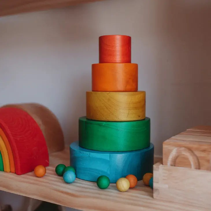 Wooden Coloured Stacking Bowls
